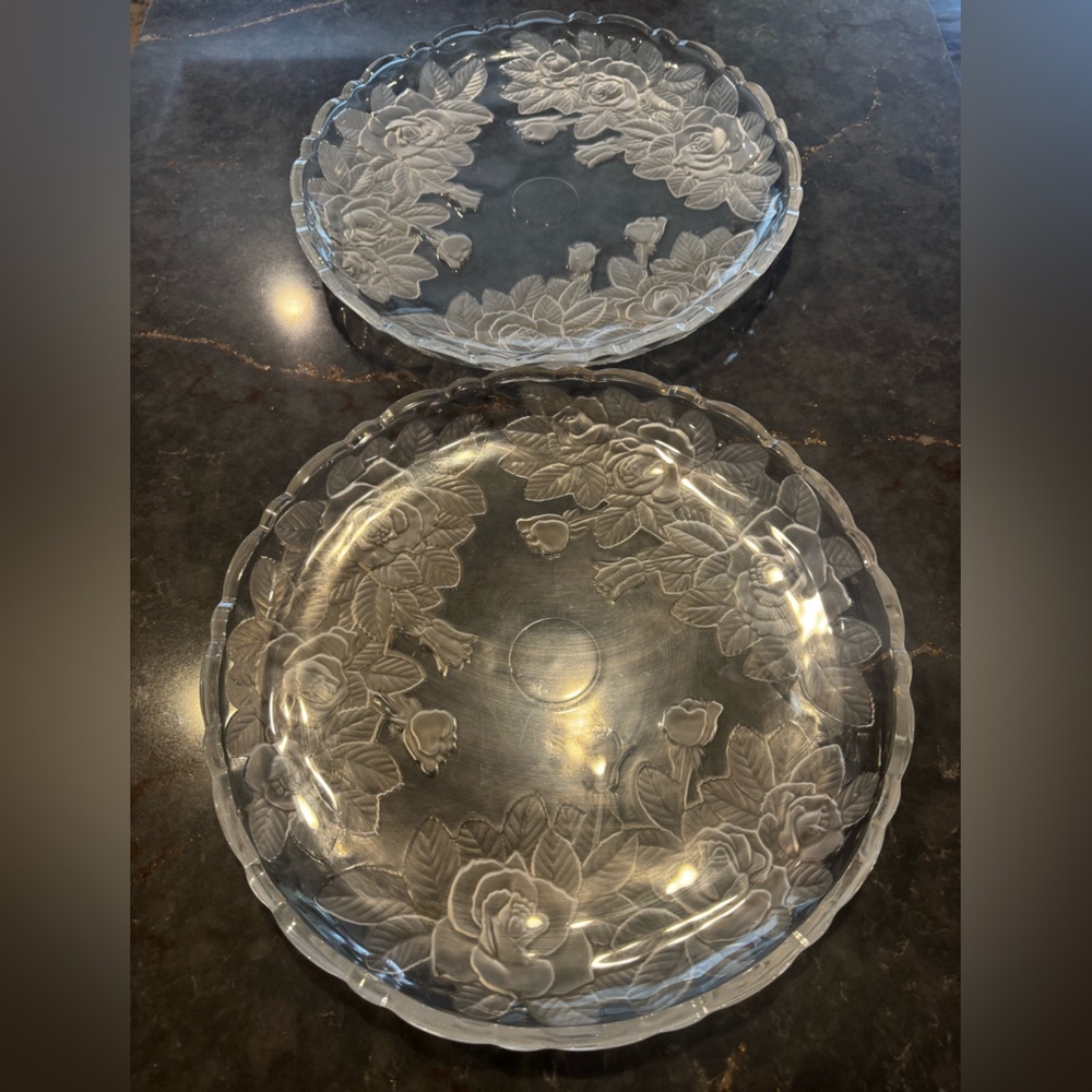 Mikasa Clear Floral Glass Platter Set of 2 Grandmacore Minimalist
